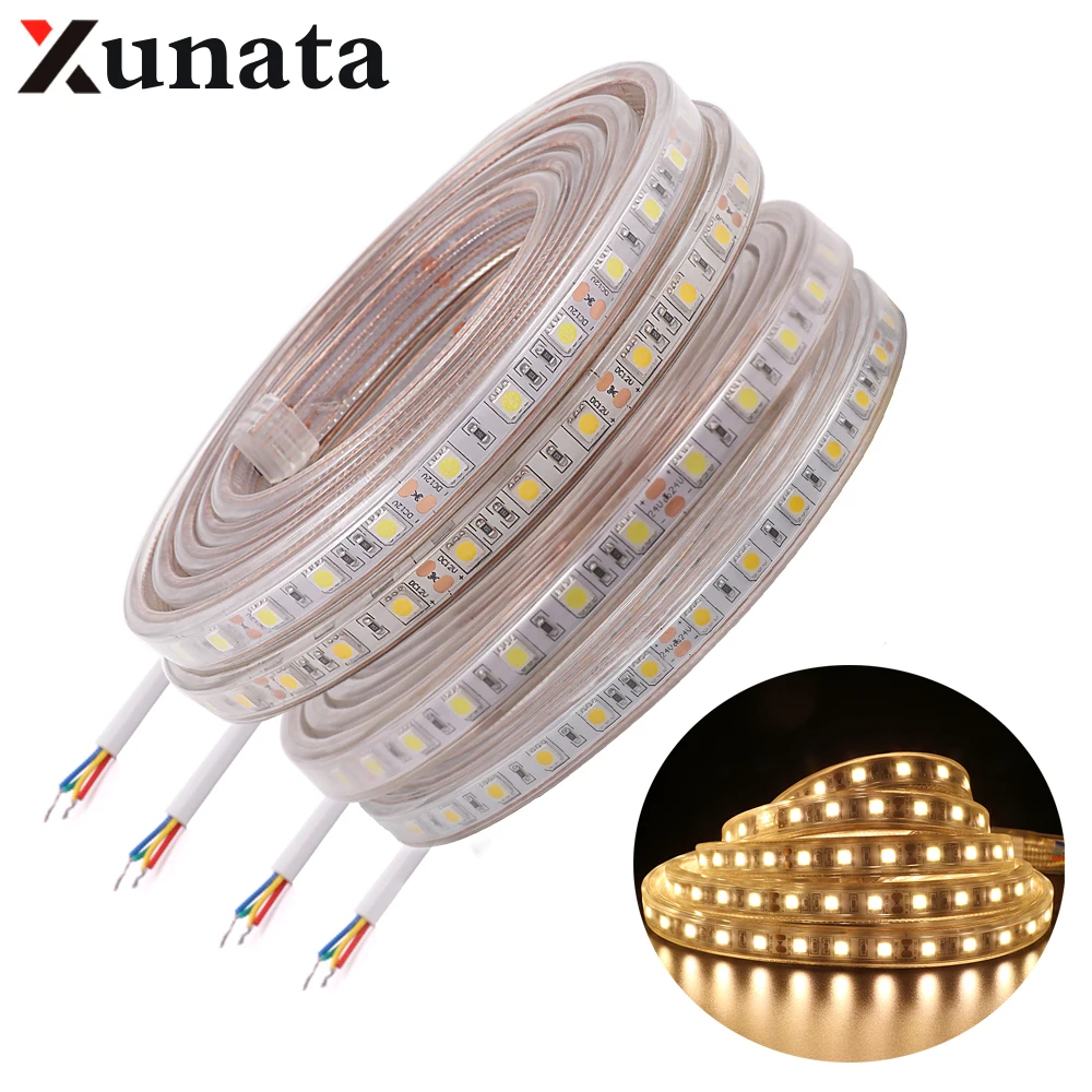 12В 24В Светодиодная лента 60leds/m 5050 SMD IP67 водонепроницаемый гибкий ленточный
