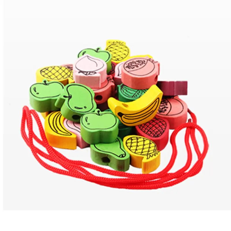 2017 детские деревянные забавные игрушки мультяшная вышивка деревянный Threading