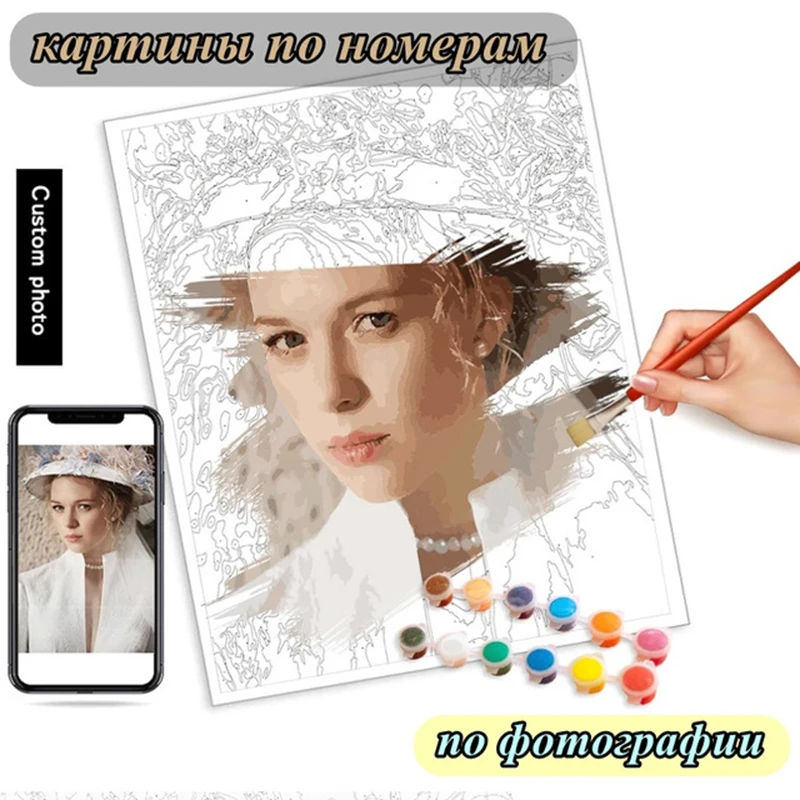 Индивидуальное краски по номерам фото на заказ DIY живопись маслом по номерам картина холст для рисования портрет семья детей домашних животных