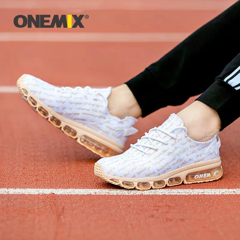 

ONEMIX 2019 Женщины Беговые Кроссовки Размер 43 Удобные Модные На Открытом Воздухе Плоские Туфли Вязаные Vamp Воздушной Подушке Бег Тренировочная ...