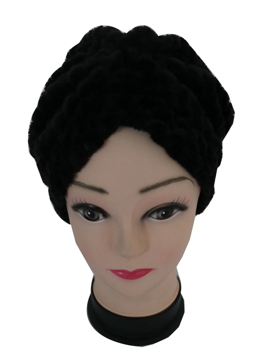 Женские шапки из искусственного меха серые черные флисовые клетчатые тюрбан