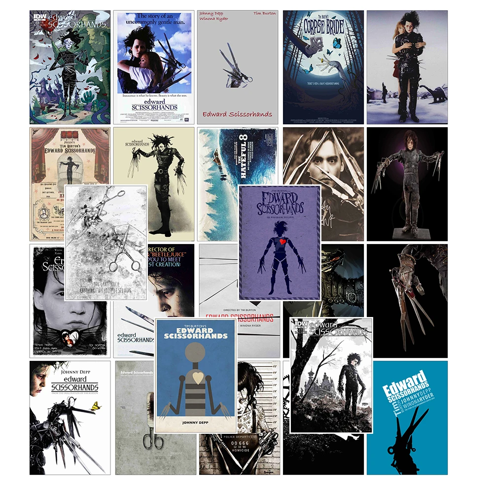25Pcs/Lot Waterproof Movie Edward Scissorhands PVC Stickers For Laptop Motorcycle Skateboard Luggage Decal Toy Sticker