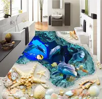 Modern Custom 3D Floor Shell Beach and Underwater World 3D Flooring Mural-3d PVC Wallpaper Self-adhesive Floor Wallpaper-3d