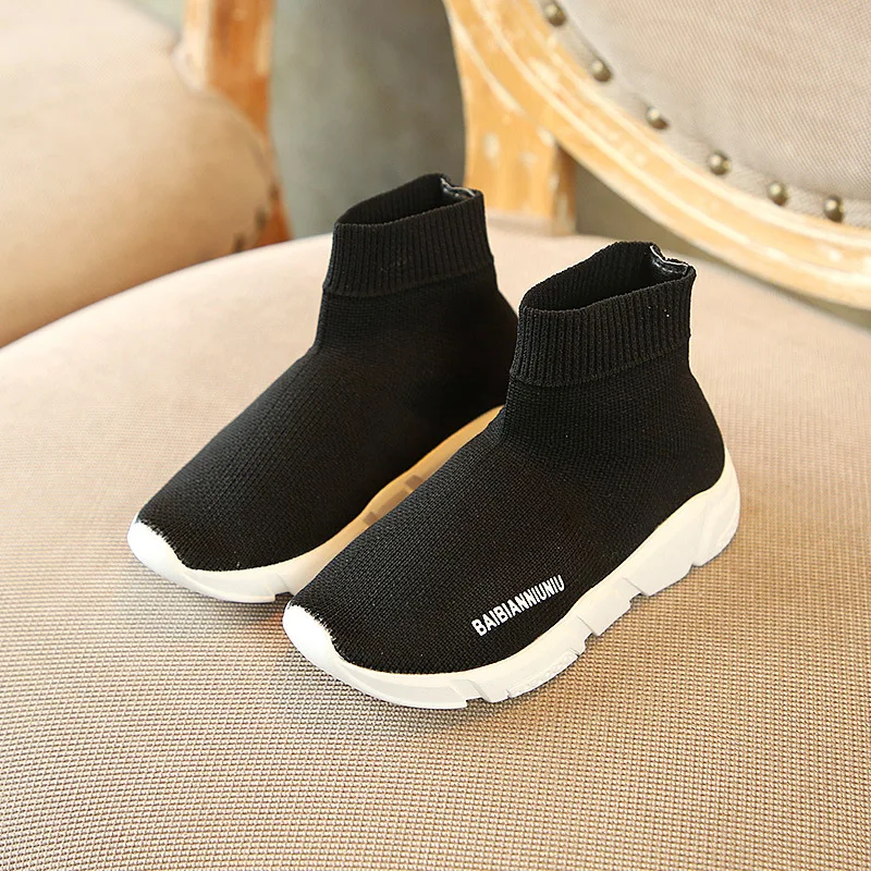 2021 Boys Girls Knit Sock Fashion Brand Sneakers Baby/Toddler/Little/Big Kid Mesh and Velvet Lining Children School Walk Shoes | Детская