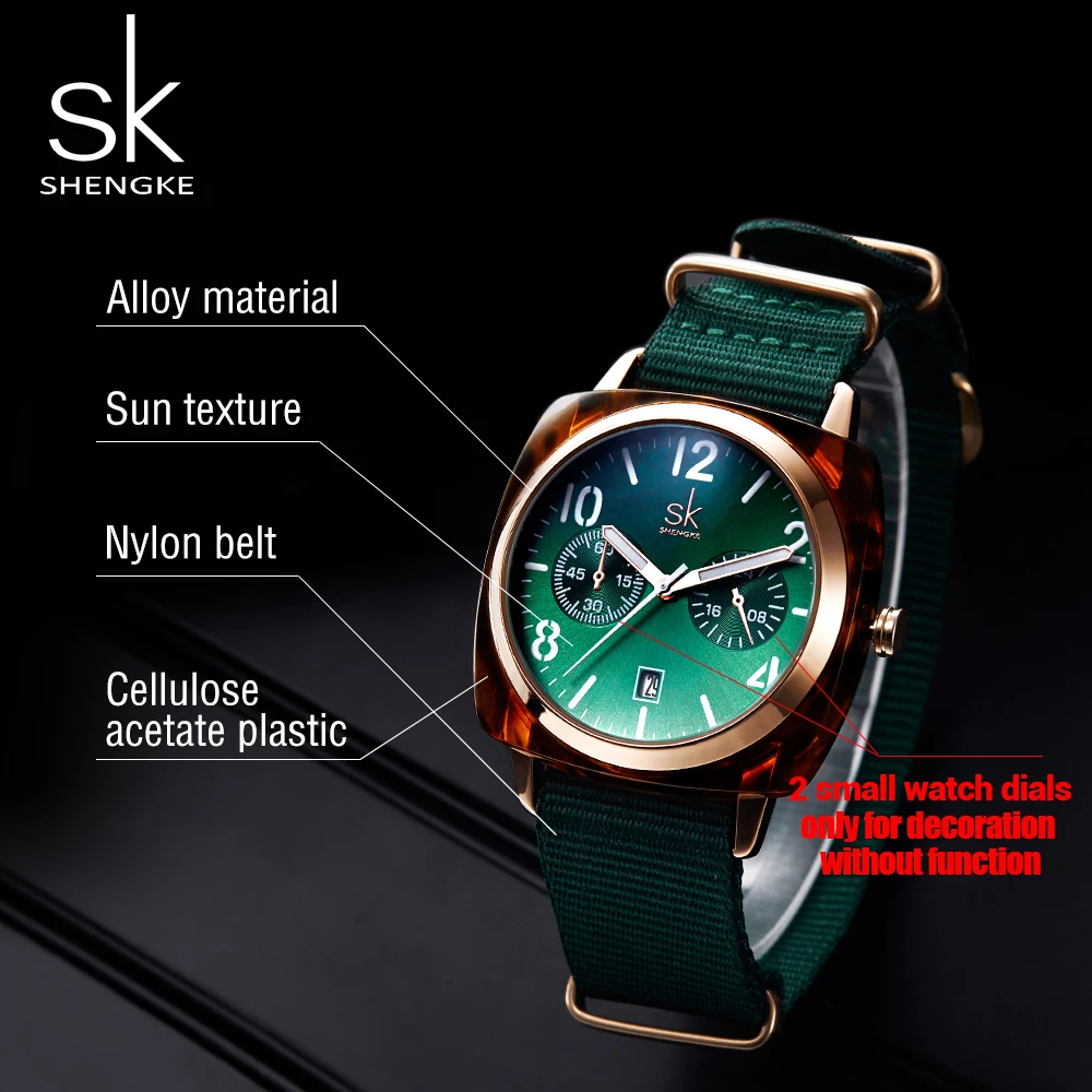 Shengke модные женские кварцевые часы с нейлоновым ремешком для Montre Femme спортивные