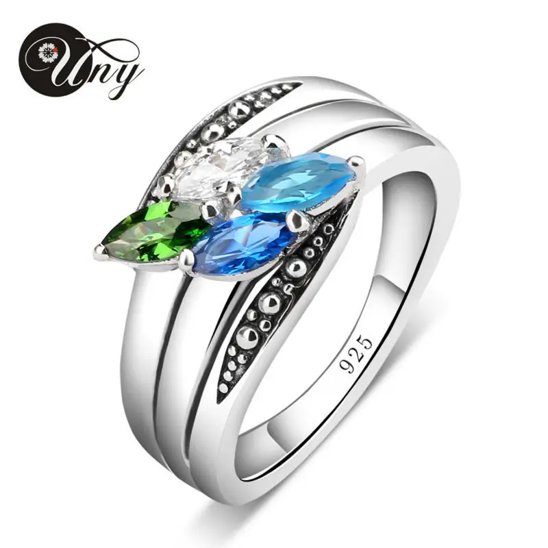 Pаспродажа Uny Кольца мам персонализированные Rock N Rose 925 серебро на заказ гравировки Diy камень Кольца Faimly Фамильные BFF любовь Promise Ring