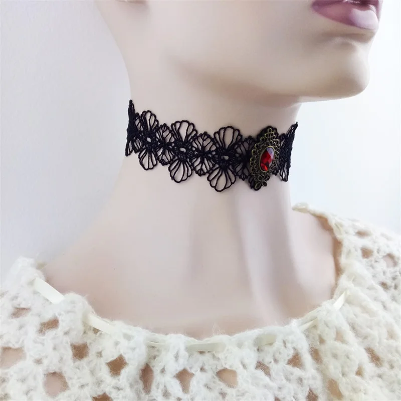 YiYaoFa готические украшения винтажное кружевное ожерелье и кулон Женские