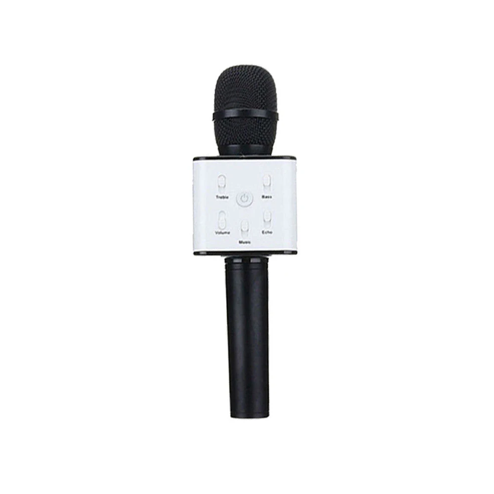 Black Travor Q7 Bluetooth микрофон беспроводной ручной караоке микрофон USB микрофон музыкальный плеер рекордер KTV микрофон - Цвет: Black