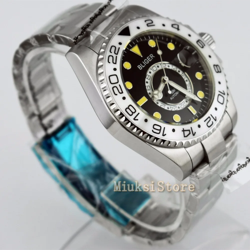 Мужские автоматические часы с черной керамической рамкой 43 мм|Мужские