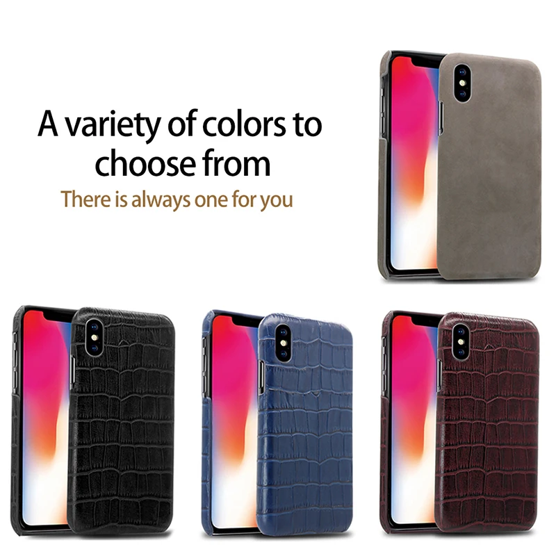 

YILIZOMANA Crocodile Grain Genuine Calfskin Leather Ultra Thin Hard Phone Case For iPhone X XS Max Back Cover