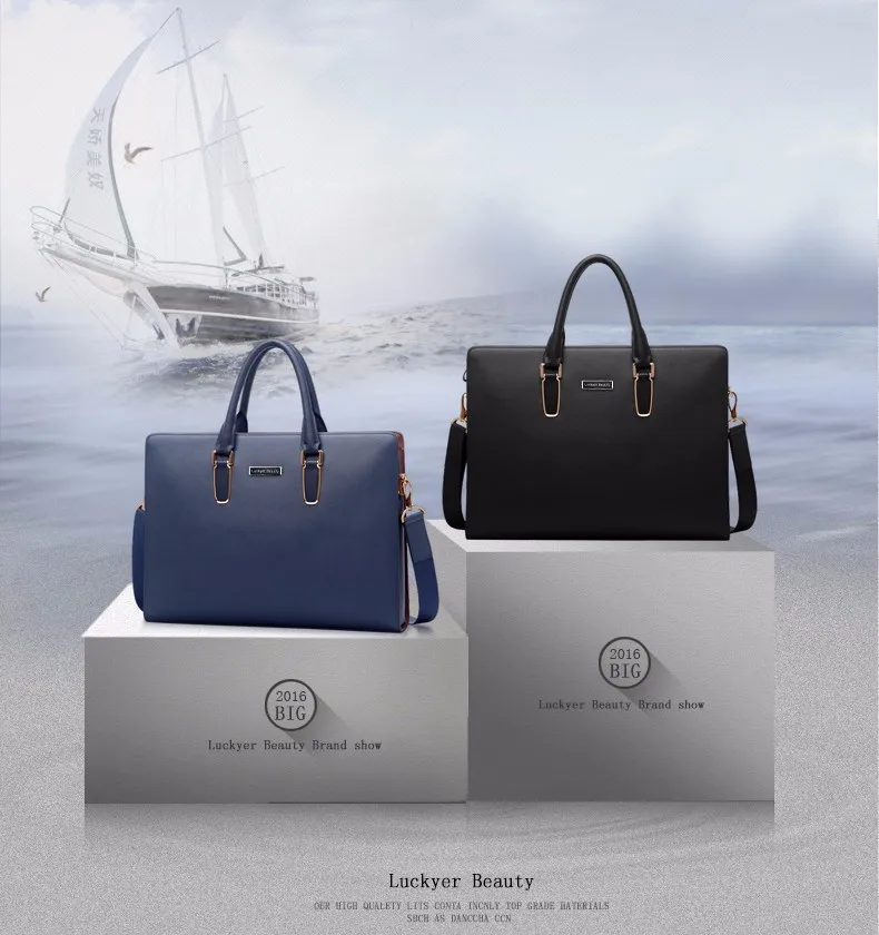 LUCKYER, красивый кожаный портфель, сумка для мужчин, деловая, Классическая, офисная, сумка на плечо, сумка-мессенджер, большая вместительность, портфель