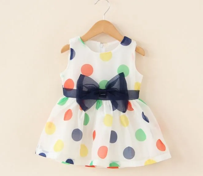 2016 г. Платье для маленьких девочек летнее шифоновое платье с бантом малышей в