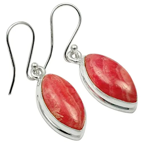 

Lovegem Genuine Rhodocherosite EARRINGS 925 Sterling Silver, 36mm, AE2096