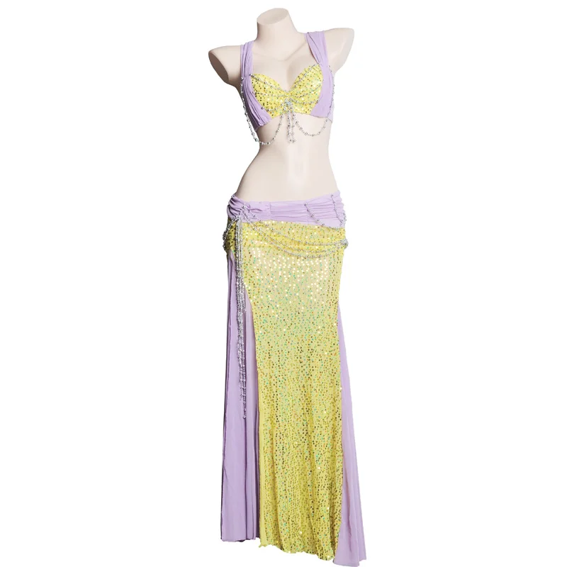 

2021 New Sexy women sequin Belly dance costume Bellydance Performance wear dancer clothes bling bra top skirt bellydance suit