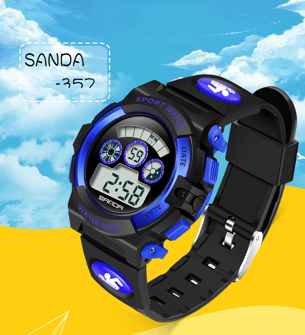 New Fashion SANDA Brand Children Sports Watches LED Digital Watch Boy Girl Student Waterproof Electronics Wristwatches Saat