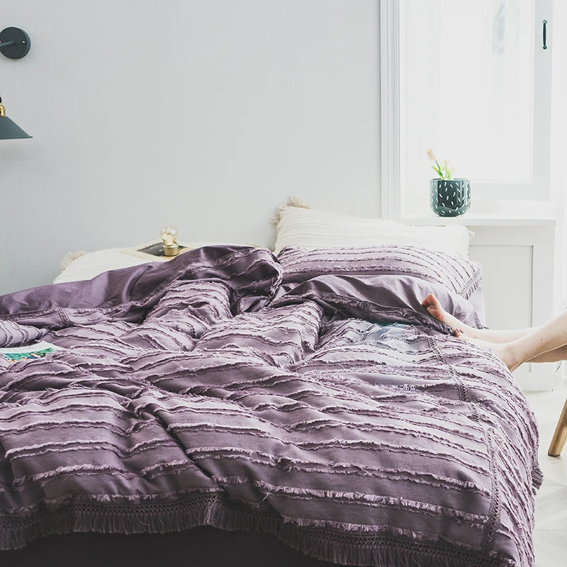 Набор постельного белья из 100% хлопка с кисточками кремового цвета в Корейском