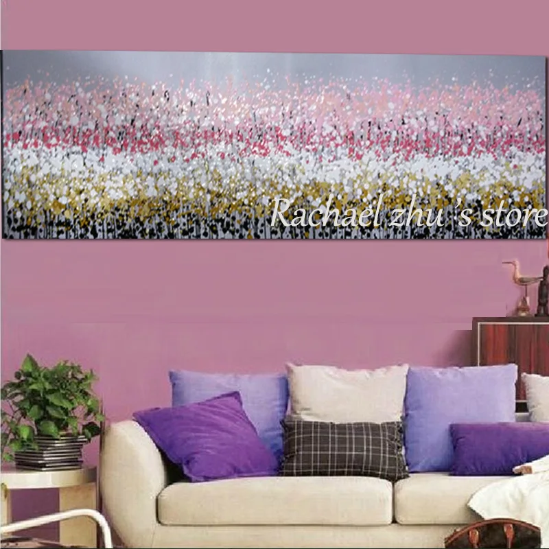 Большая Ручная роспись современный абстрактный розовый цветок пейзаж живопись
