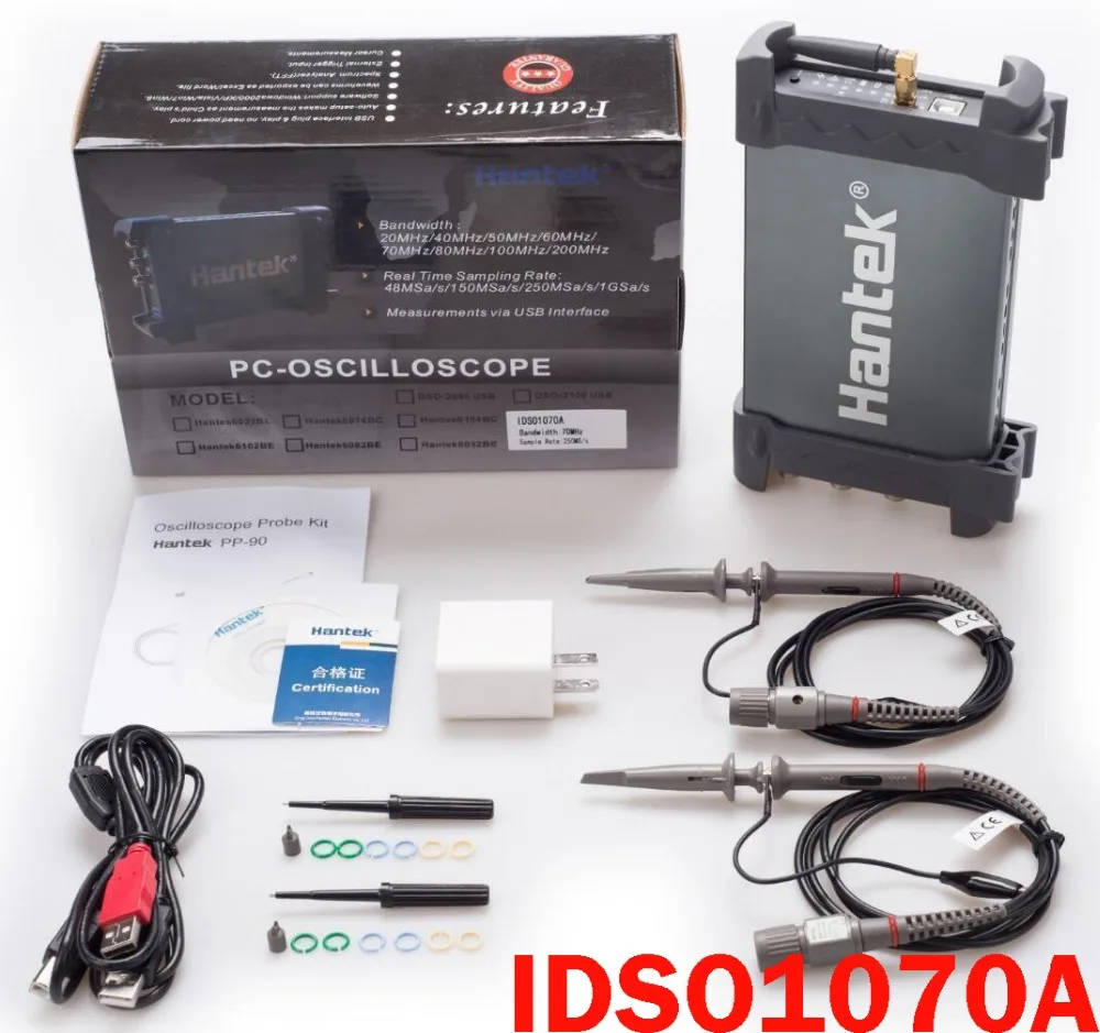 

Hantek IDSO1070 70 MHz Digital Multimeter Oscilloscope Logic Analyzer Tester USB 2 Channels Handheld Portable PC based Storage