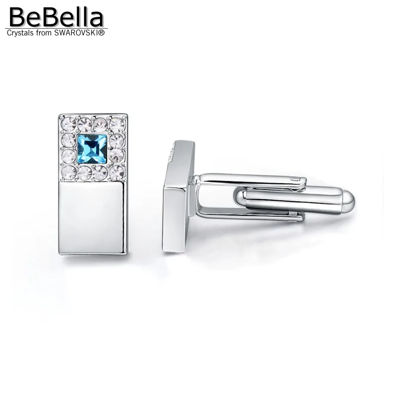 Мужские квадратные запонки BeBella с кристаллами сделанные Swarovski ELE TS подарок на день