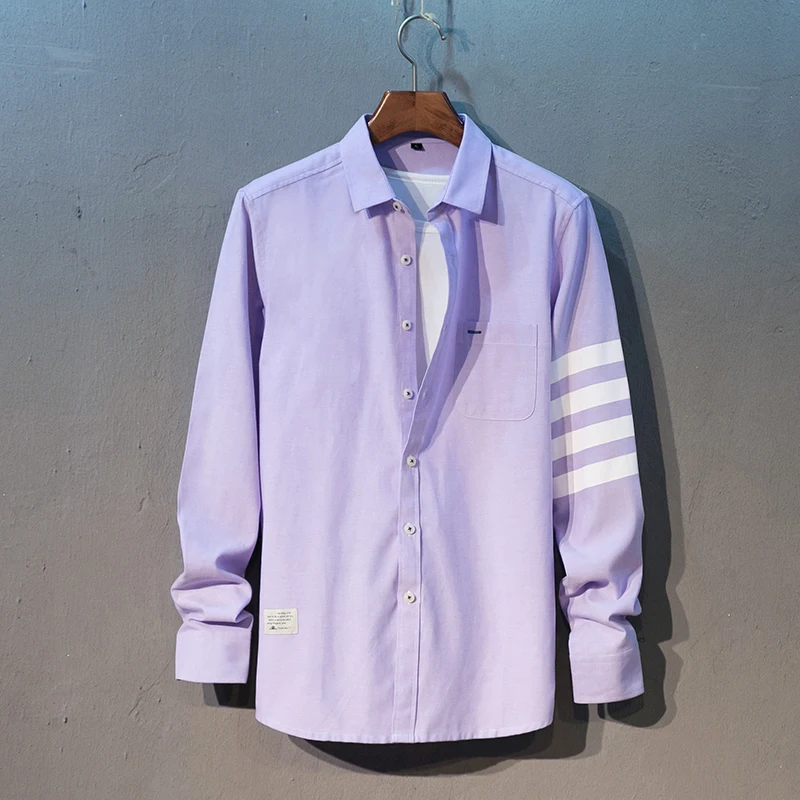 

Camisa Masculina Shirt Fashion Striped Long Sleeve Men Shirt Autumn New Slim Fit Casual Mens Clothing Solid Mens Shirts 6XL-M