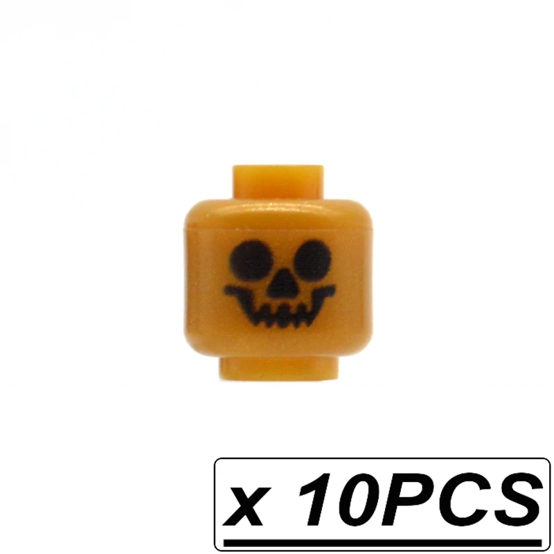 10pcs skeleton heads 10 шт./лот brick Heads на заказ напечатанные со скелетом-тыквой лица для MOC цвет лица строительные блоки строительные игрушки - Цвет: 10pcs skeleton heads
