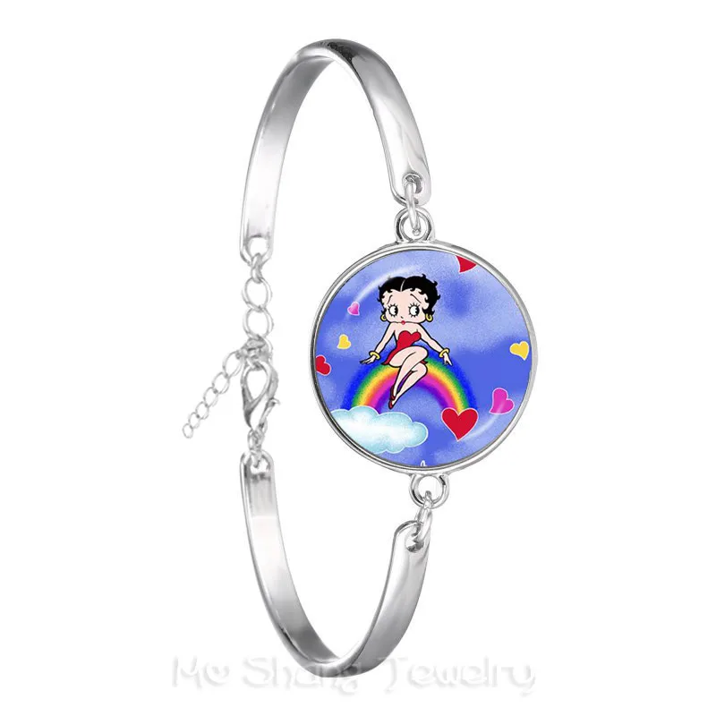 Классический Betty Boop Pattren 18 мм стеклянный купол браслет для женщин и мужчин милый