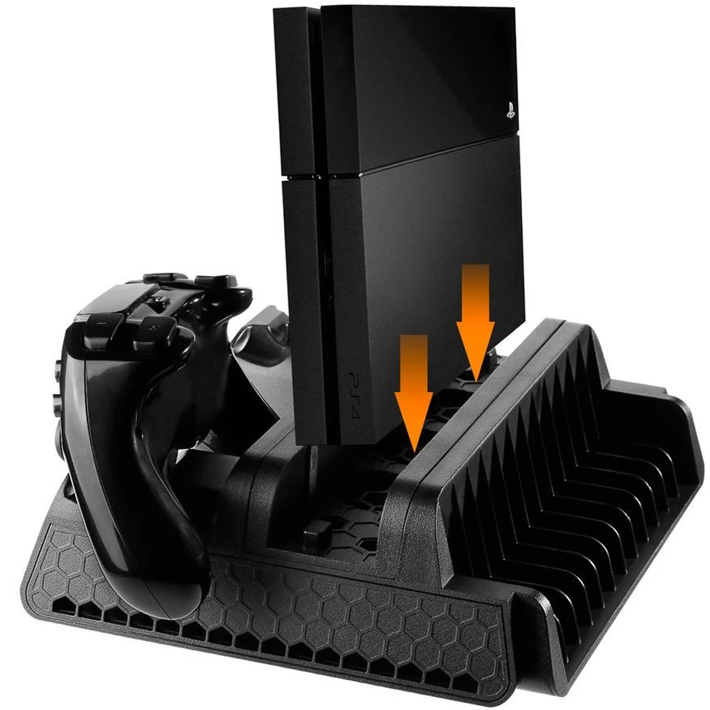 Вертикальная подставка серии PS4 с охлаждающим вентилятором и двумя