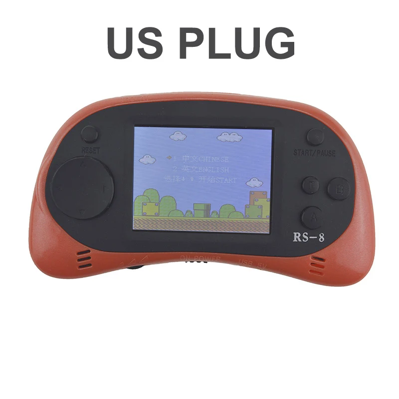 ORANGE-US PLUG Видеоигровая консоль 8 бит 2,5 дюймов портативный игровой плеер тетрис встроенный 260 различных игр детская игровая цветная - Цвет: ORANGE-US PLUG