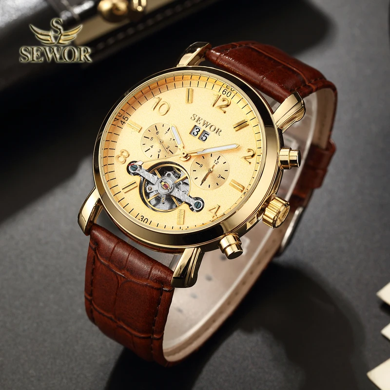 Часы мужские механические с кожаным ремешком автоматические C391|watch f|watch fashionwatch