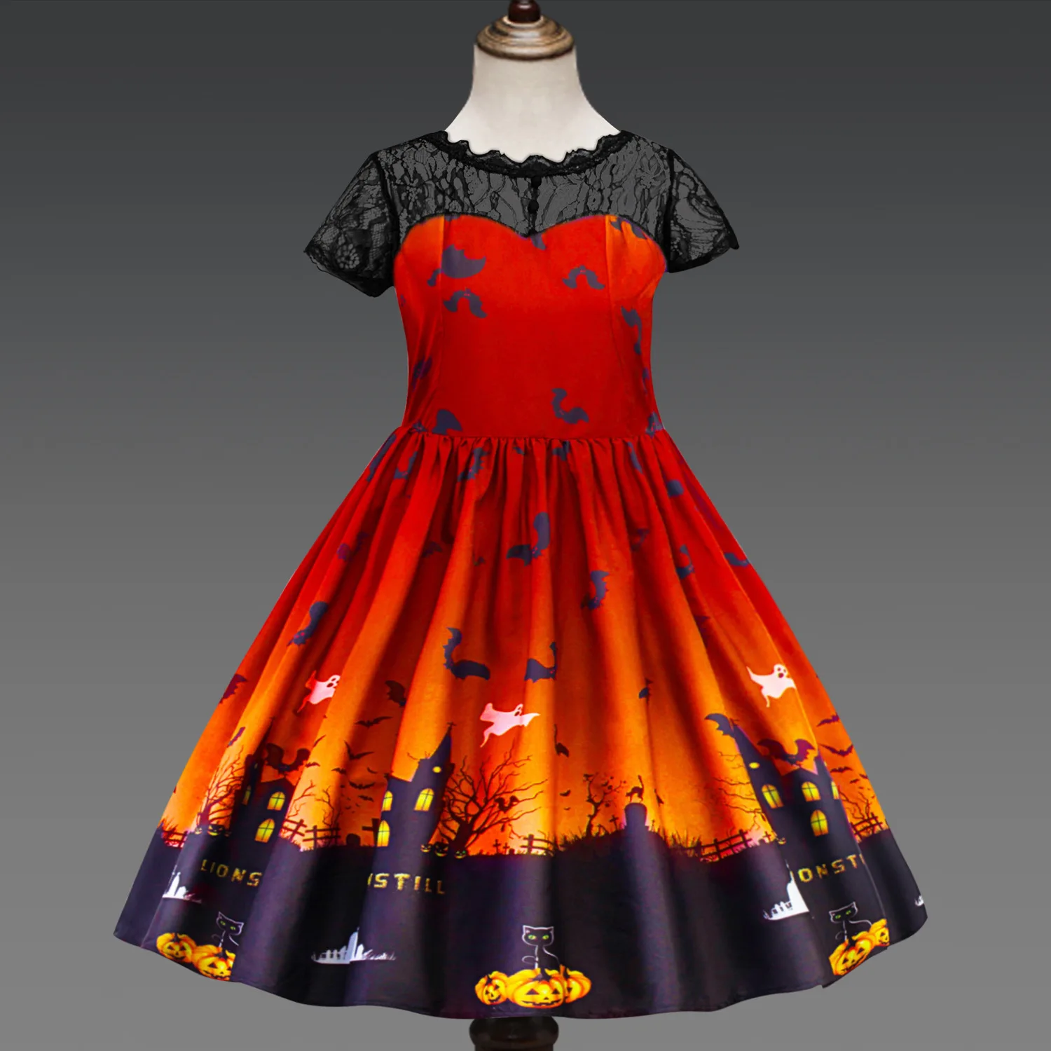 Коллекция 2019 года летняя одежда платье для Хэллоуина с пышными рукавами