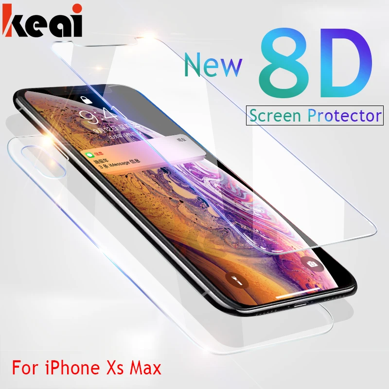 8D переднее и заднее 2 шт. закаленное стекло для iPhone X Xs Max 9H Защита экрана для iPhone XR X задняя защитная стеклянная пленка
