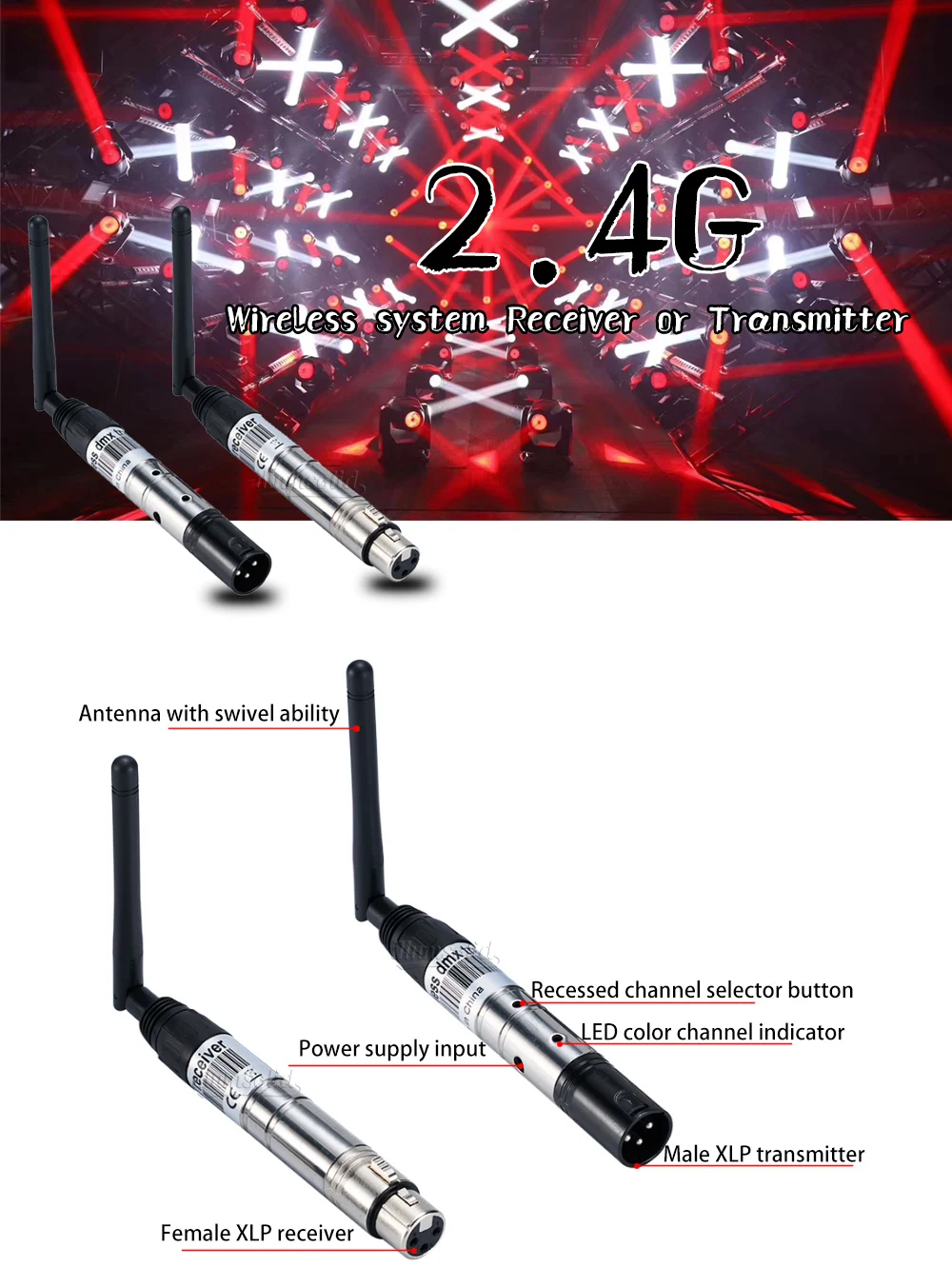 DMX512 DMX Dfi диско DJ Беспроводная система приемник или передатчик 2,4G для Светодиодный сценический светильник светодиодный светильник 400 м контроль