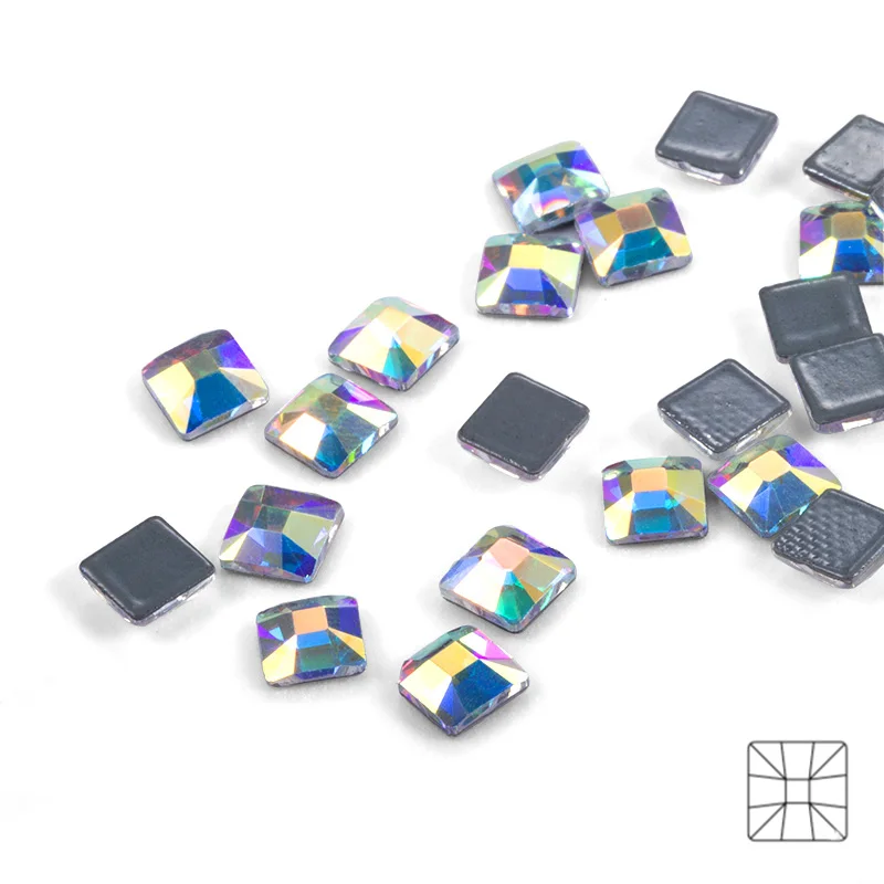 6mm square Qiao исправление горный хрусталь различной формы смесь кристаллов стекло кристалл AB плоское дно железо на камне - Цвет: 6mm square