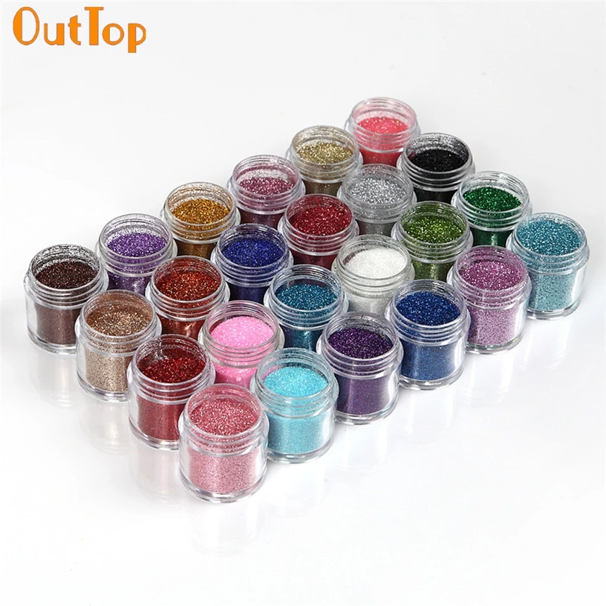 OutTop ColorWomen 24 цвета блестящие искусственные акриловые УФ порошки для ногтей набор