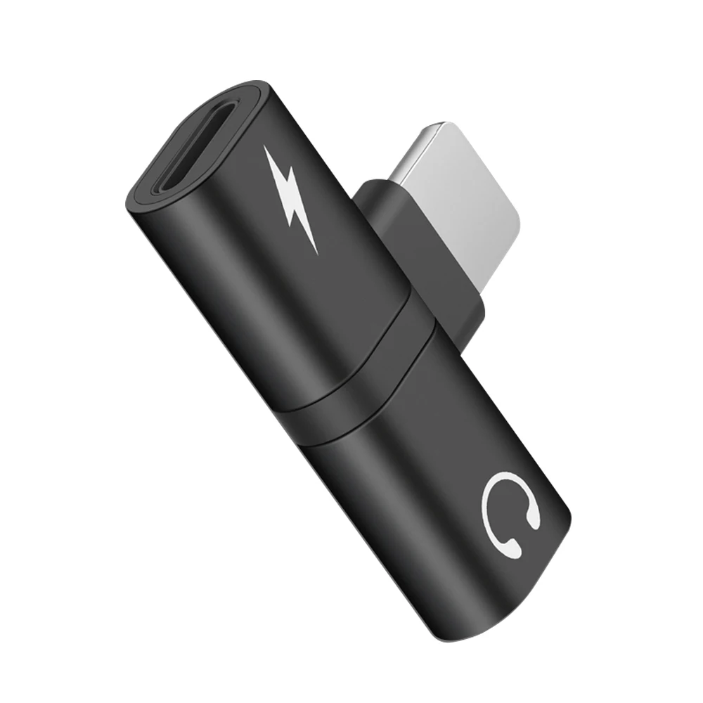 Черный FLOVEME OTG Аудио Адаптер для iPhone X адаптер для зарядки аудио USB адаптер для iPhone 7 Plus зарядное устройство гарнитура с подсветкой разветвитель - Цвет: Черный