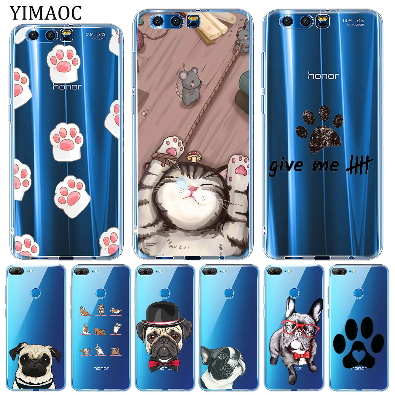 Мягкий силиконовый чехол YIMAOC Dog give me five Cat для Huawei Y9 Y7 Y6 Prime 2018 Honor 20 10 9 9X 8C 8X 8 Lite 7X 7C 7A