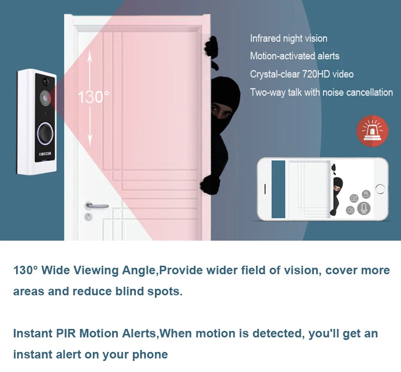 Higestone Беспроводной Wi-Fi Смарт-видео IP65 Кольцо Дверной звонок двухстороннее аудио iOS Android приложение пульсометр аккумулятор облако хранения Alexa