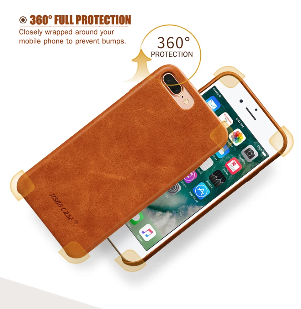 Jisoncase, кожаный чехол для iPhone 8, 8 Plus, чехол из натуральной кожи iphon, роскошный тонкий чехол для iPhone 7, 7 Plus, чехол