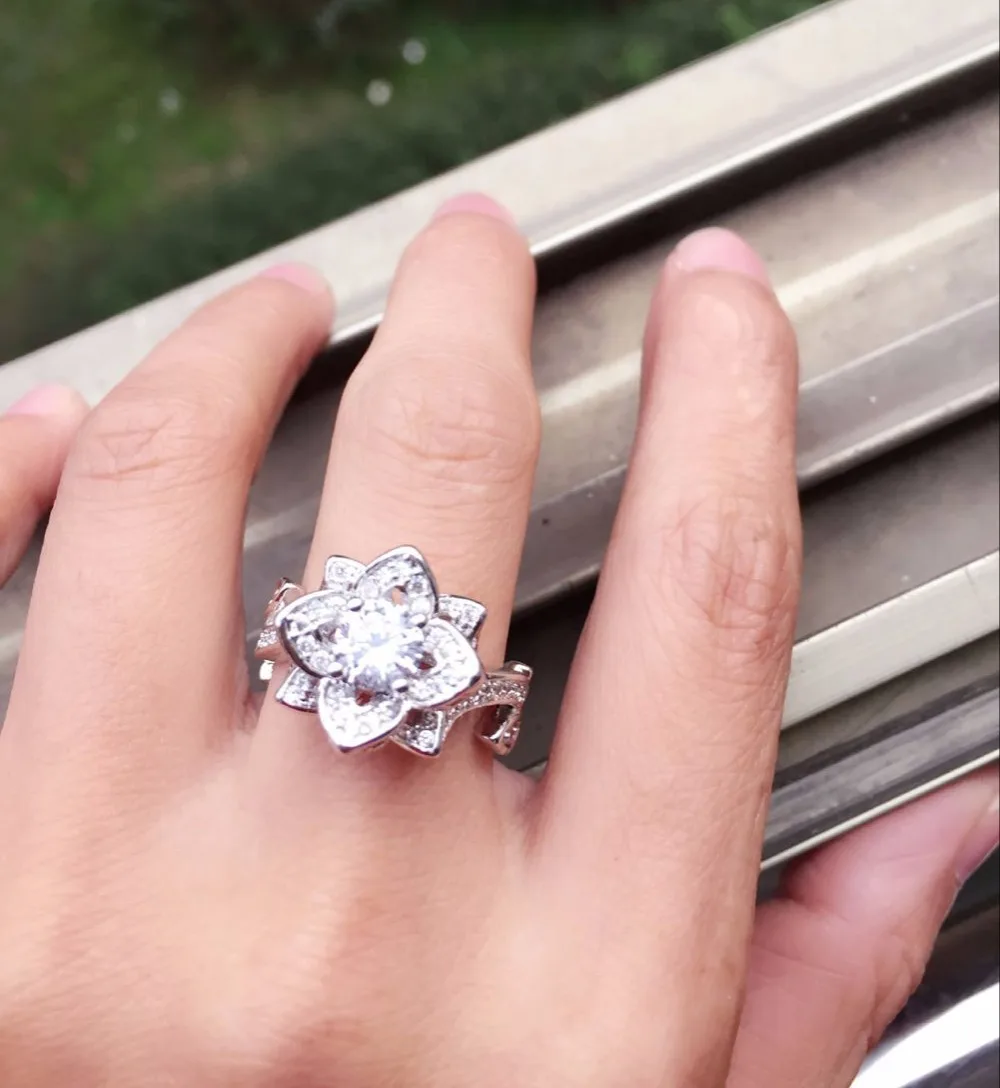 Новинка 2017 классические женские кольца с микро цветком и кубическим цирконием