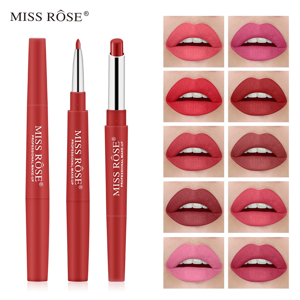 Водостойкие пигменты MISS ROSE 2 в 1 матовая подводка губная помада долговечный