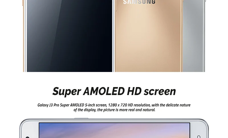 samsung Galaxy J3 Pro J3110() четырехъядерный 5,0 дюймов 2 Гб ОЗУ 16 Гб ПЗУ 8 Мп LTE две sim-карты Snapdragon разблокированный мобильный телефон