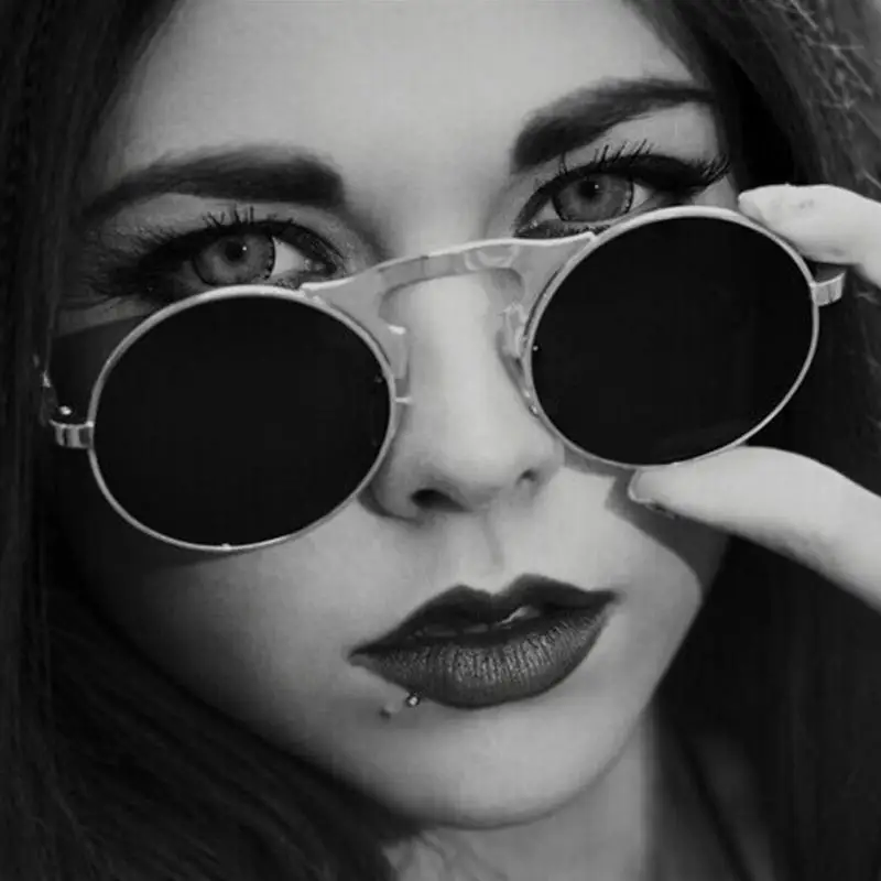 Новый Винтаж стимпанк Солнцезащитные очки Круглый дизайнер из металла ocuuos de sol wo