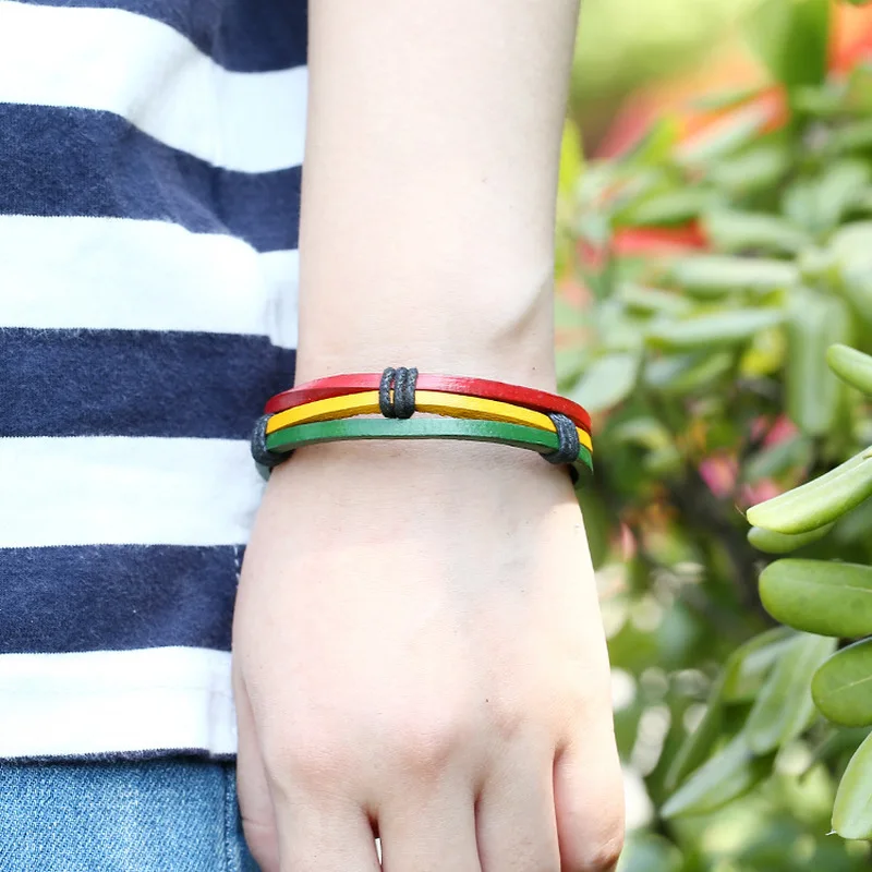 VAMOOSY Fashion Rainbow Jewelry Charm Leather Woven Bracelet Accessories Gay Pride for Bangles LGBT Women | Украшения и