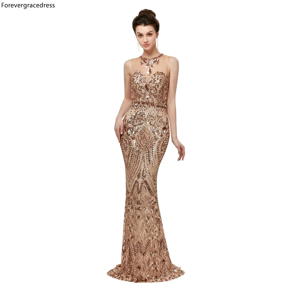 Forevergracedress золотые платья для выпускного вечера 2019 Новое поступление Воротник Sheer