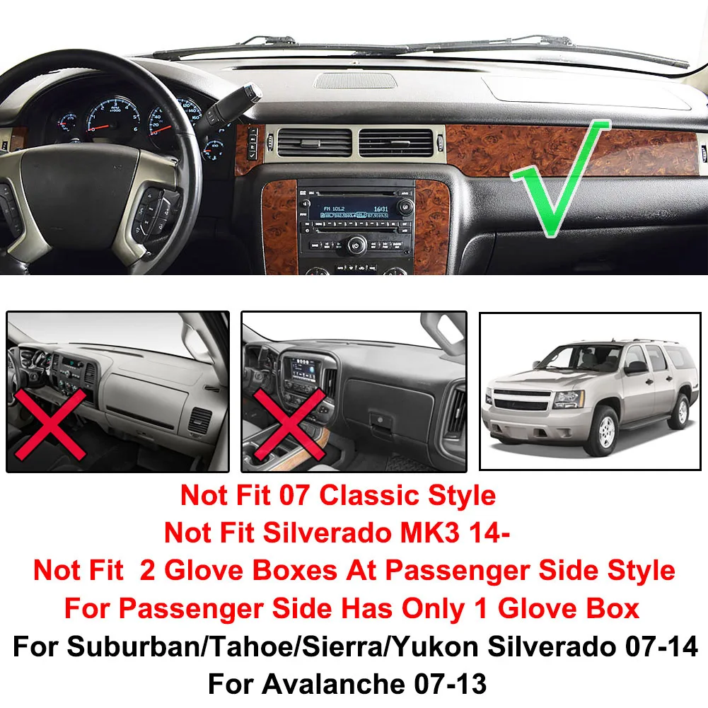 Коврик для приборной панели крышка GMC Yukon Sierra Chevrolet Suburban Tahoe avalsilverado 2007 2013|cover for|cover