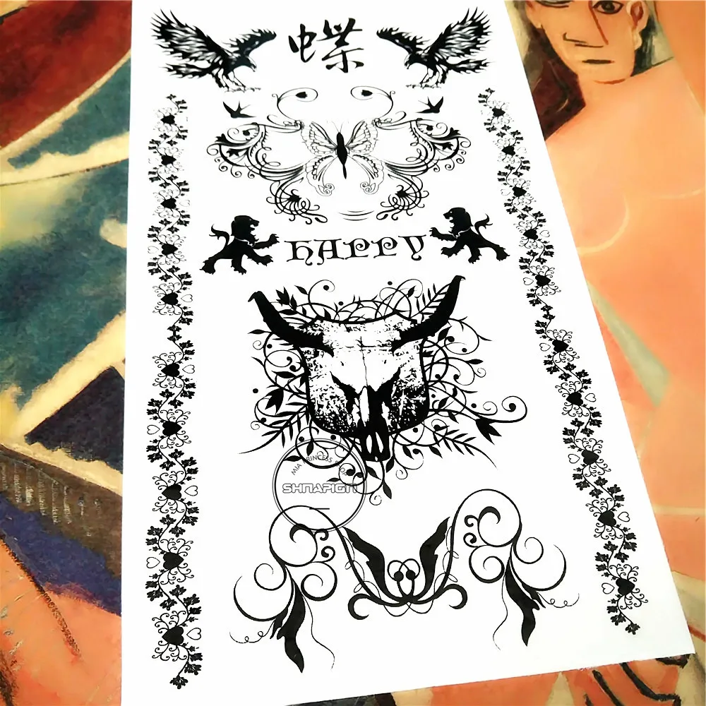 SHNAPIGN королевский лев тотем орел временные татуировки боди арт флэш наклейки 17*10