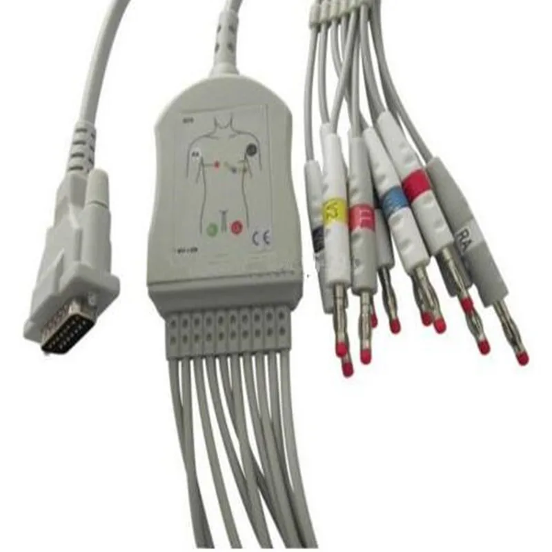Бесплатная доставка совместимый с Schiller 10 свинцовый кабель ECG/EKG AHA Банан 4 0 мм AT3 AT6