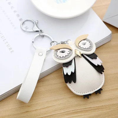 White Корейский стиль Мини милый Kawaii сова брелок для ключей для девочек брелок для ключей Автомобильный ключ держатель женский мужской сумки Шарм аксессуары на кольцо для ключей подвеска подарки - Цвет: White