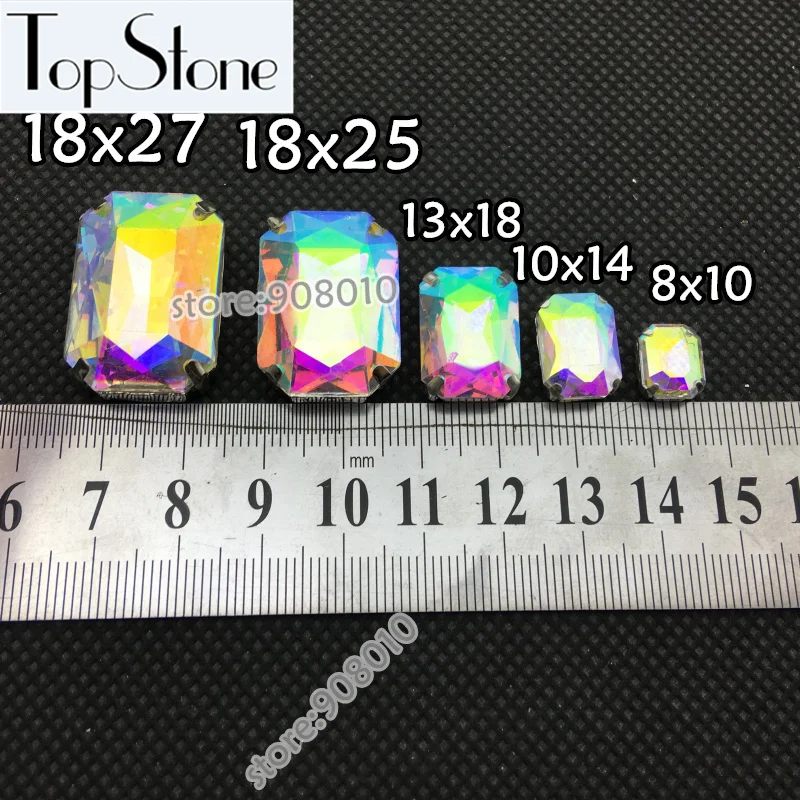 Пришивные стразы TopStone прямоугольные стеклянные 8x10 13x18 10x14 18x25 6x8 мм пришивные