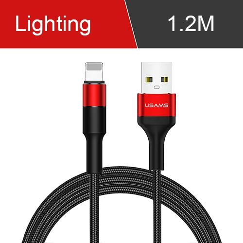 1.2m red for iPhone USAMS 3 в 1 USB кабель type C кабель для samsung s9 plus Micro usb кабель для зарядки для iPhone X 8 7 6s Plus 5 5S SE 5c C кабель - Цвет: 1.2m red for iPhone